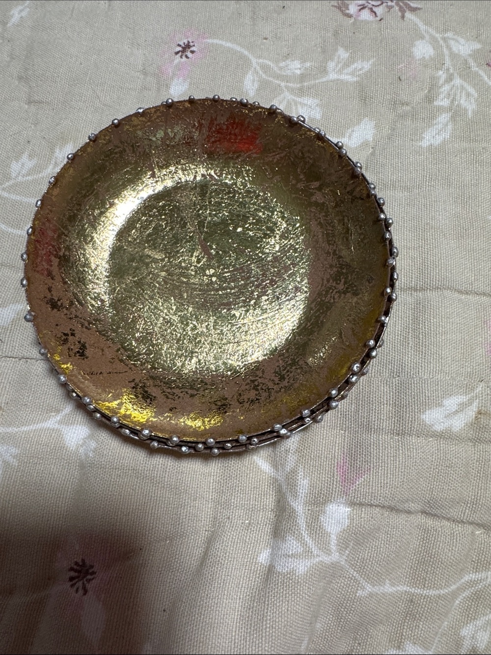 Mud Pie Gold Beaded Metal Trinket Dish